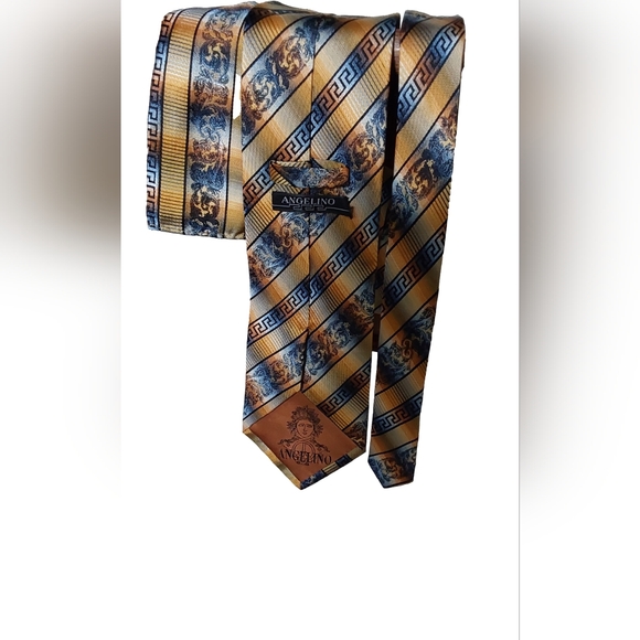 🇮🇹🔥DESIGNER ANGELINO SILK NECKTIE SET (TIE & POCKET SQ  ANGELINO 100% SILK MEN\'S NECK TIE/ POCKET SQUARE